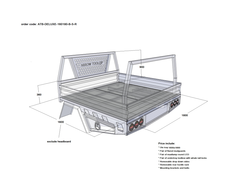 ALUMINIUM UTE TRAY 3 ATB-DELUXE-160180-B-S-R - Image 2