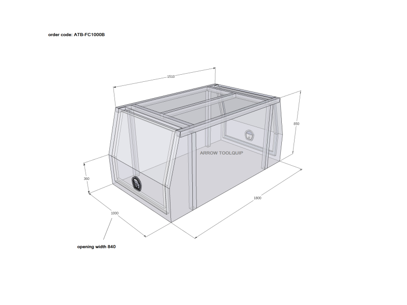 ALUMINIUM UTE TOOLBOX CANOPY 3 ATB-FC1000B - Image 2