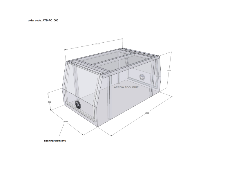 ALUMINIUM UTE TOOLBOX CANOPY 3 ATB-FC1000 - Image 2