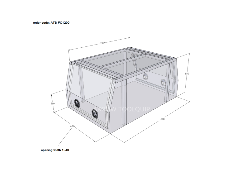 ALUMINIUM UTE TOOLBOX CANOPY 3 ATB-FC1200 - Image 2
