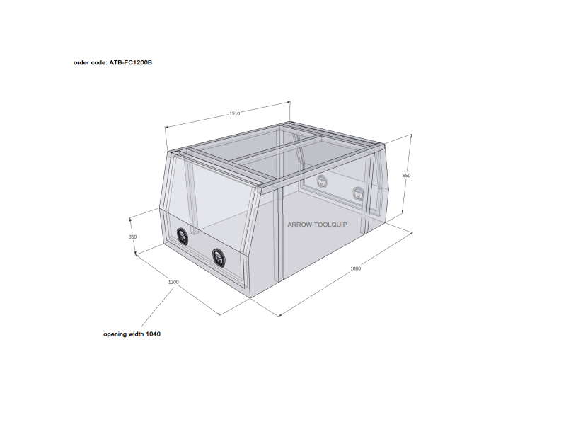 ALUMINIUM UTE TOOLBOX CANOPY 3 ATB-FC1200B - Image 2
