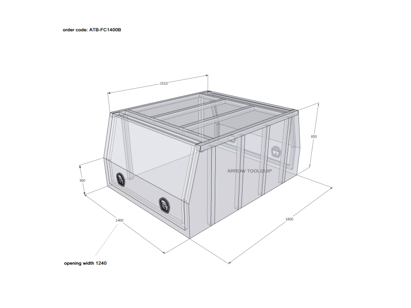 ALUMINIUM UTE TOOLBOX CANOPY 3 ATB-FC1400B - Image 2