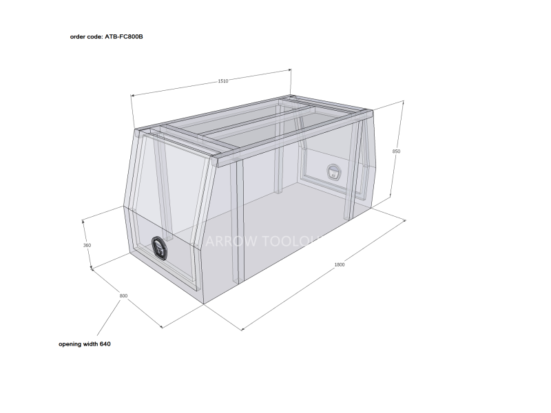 ALUMINIUM UTE TOOLBOX CANOPY 2 ATB-FC800B - Image 2