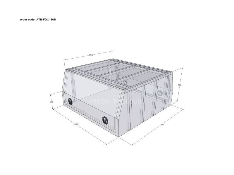 ALUMINIUM UTE TOOLBOX CANOPY 4 ATB-FDC180B - Image 2