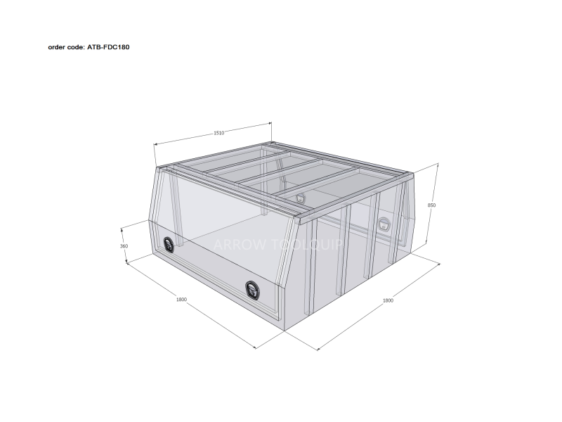 ALUMINIUM UTE TOOLBOX CANOPY 4 ATB-FDC180 - Image 2