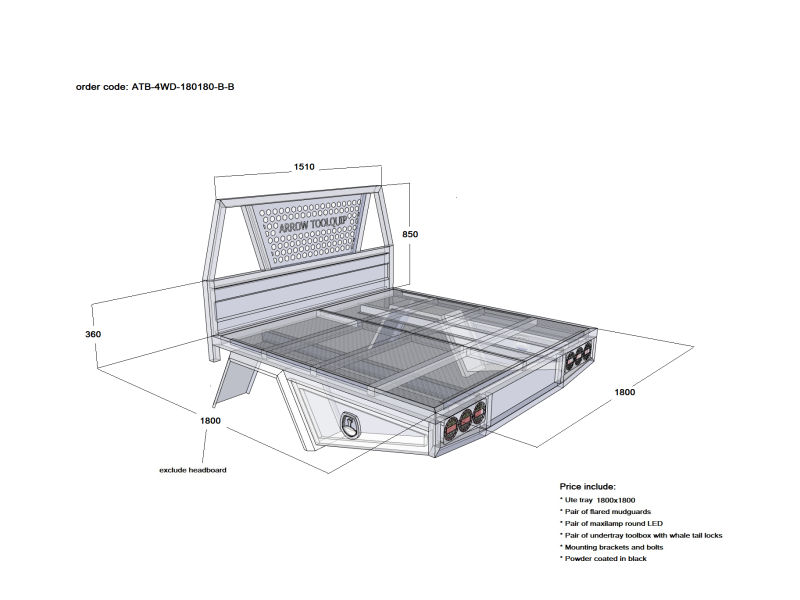 ALUMINIUM UTE TRAY 1 ATB-4WD-180180-B-B - Image 2