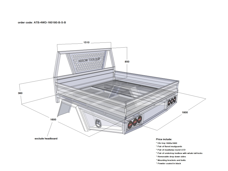 ALUMINIUM UTE TRAY 2 ATB-4WD-160180-B-S-B - Image 2