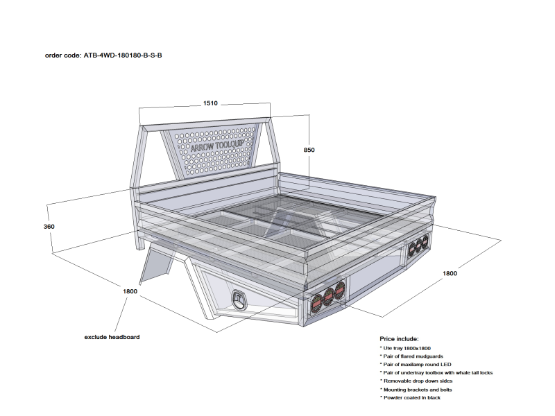 ALUMINIUM UTE TRAY 2 ATB-4WD-180180-B-S-B - Image 2