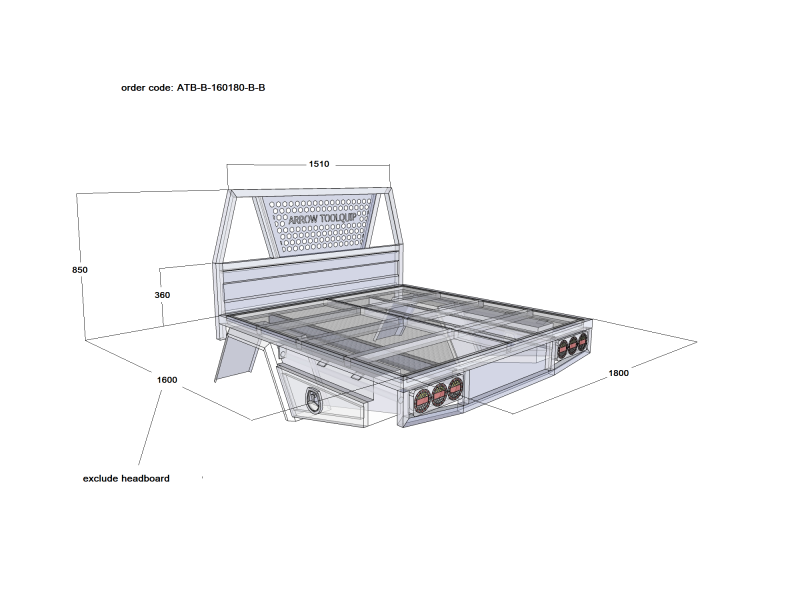 ALUMINIUM UTE TRAY 1 ATB-B-160180-B-B - Image 2