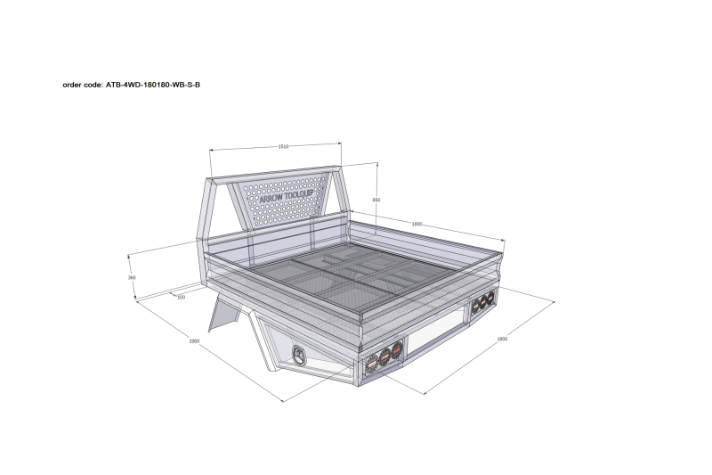 ALUMINIUM UTE TRAY 5 ATB-4WD-180180-WB-S-B - Image 2