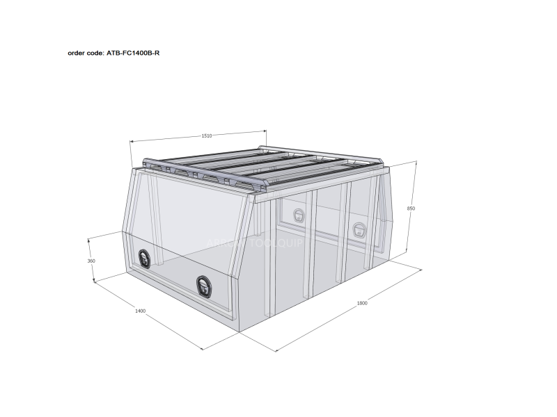 ALUMINIUM UTE TOOLBOX CANOPY 3 ATB-FC1400B-R - Image 2
