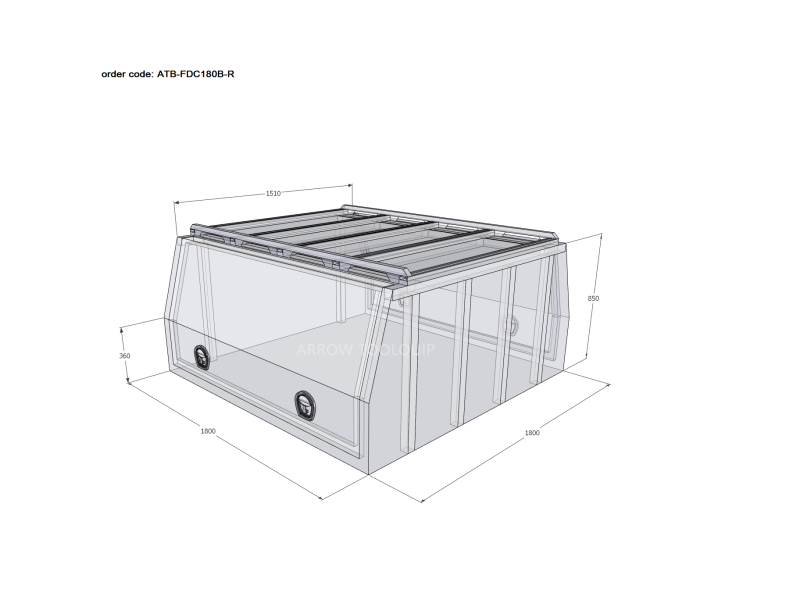 ALUMINIUM UTE TOOLBOX CANOPY 4 ATB-FDC180B-R - Image 2