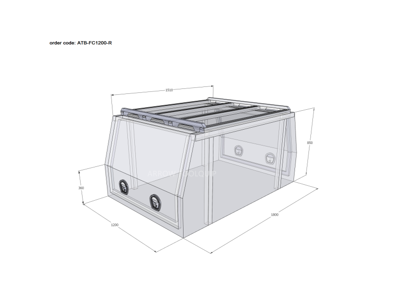 ALUMINIUM UTE TOOLBOX CANOPY 3 ATB-FC1200-R - Image 2