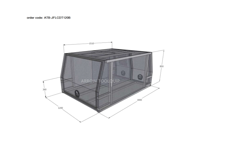 ALUMINIUM UTE TOOLBOX CANOPY ATB-JFLCDT120B - Image 2