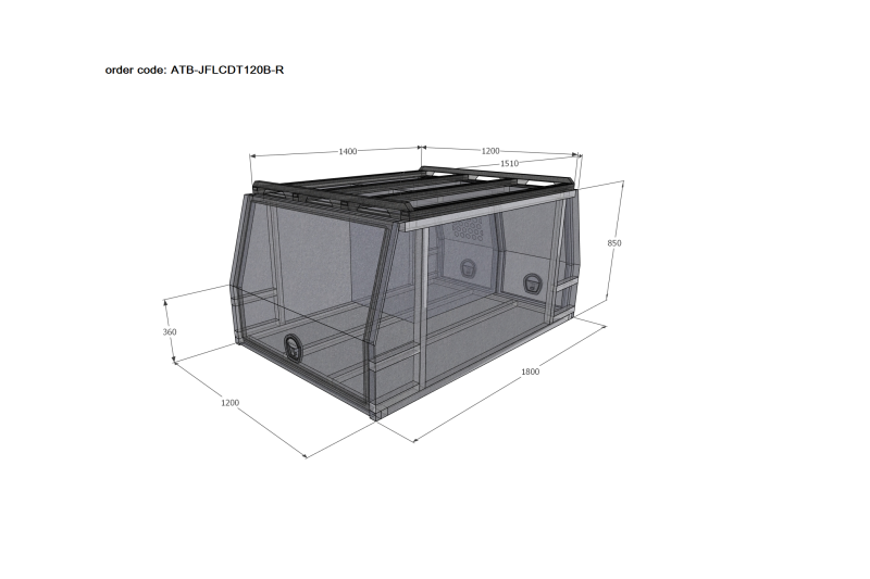 ALUMINIUM UTE TOOLBOX CANOPY ATB-JFLCDT120B-R - Image 2