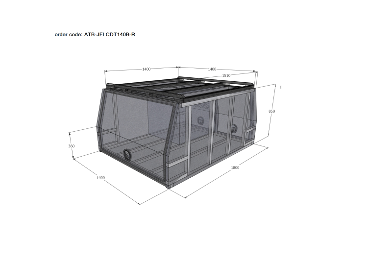 ALUMINIUM UTE TOOLBOX CANOPY ATB-JFLCDT140B-R - Image 2